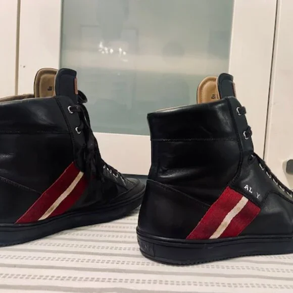 Bally Ankle Boots, Swiss Made, Black with Stripes, Men Size  display picture 1